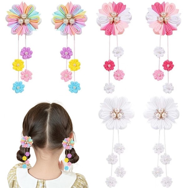 Cosmeria Set of 6 Flower Hair Clips for Girls with