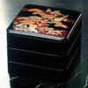 J-kitchens Lacquerware Heavy Box, 3 Tiers, 6 Inches, Black Pine/Plum,