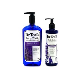 Dr Teals Body Wash con pura sal de Epsom y aceites esenciales, paquete con loción corporal Dr Teals. Juego de reposición., Blanco