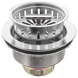 BOTEMY B9171 Kitchen Sink Drain 3 1/2 Inch Kitchen Sink Drain Strainer Assmebly Kit Stainless Steel Sink Strainer Basket/Drain Stopper for 3.5'' Standard American Drain Hole (Brushed)