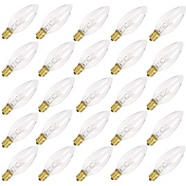 GOOTHY Clear Torpedo Tip Replacement Lights Bulbs, 7 Watt C26 Incandescent Bulbs UL Listed for Electric Window Candle Lamps, Nightlights, Chandeliers, C7/E12 Candelabra Base -Pack of 25