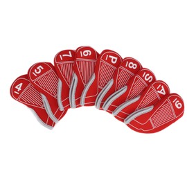 9pcs/set Golf Iron Head Covers Set Waterproof Golf Club Head Protect Case Portable Golfing AccessoryRed