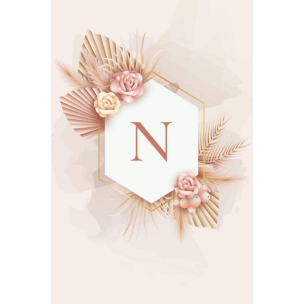 N: Journal intime Nude & Fleurs Élégant - Personnalisé Initiale
