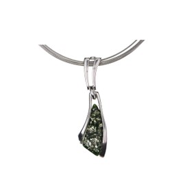 Artisana-Schmuck Amber Pendant, Modern Green Pendant (without Chain) Made of Amber and Rhodium-Plated 925/000 Sterling Silver, Rhodium-plated 925/000 sterling silver Baltic Amber, Amber