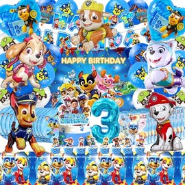 Pack of 94 Birthday Decoration 3 Years, Balloons Birthday 3, Tableware Set Party, Birthday Decoration Background, Table Decoration Birthday 3