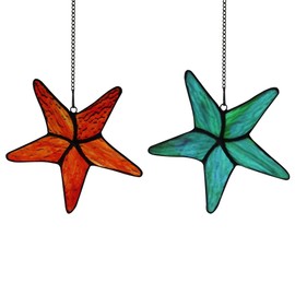 Ksrnsne Star Fish Suncatcher Stained Acrylic Decor Shells and Sea Star Decorations for Window, Wall Decorations