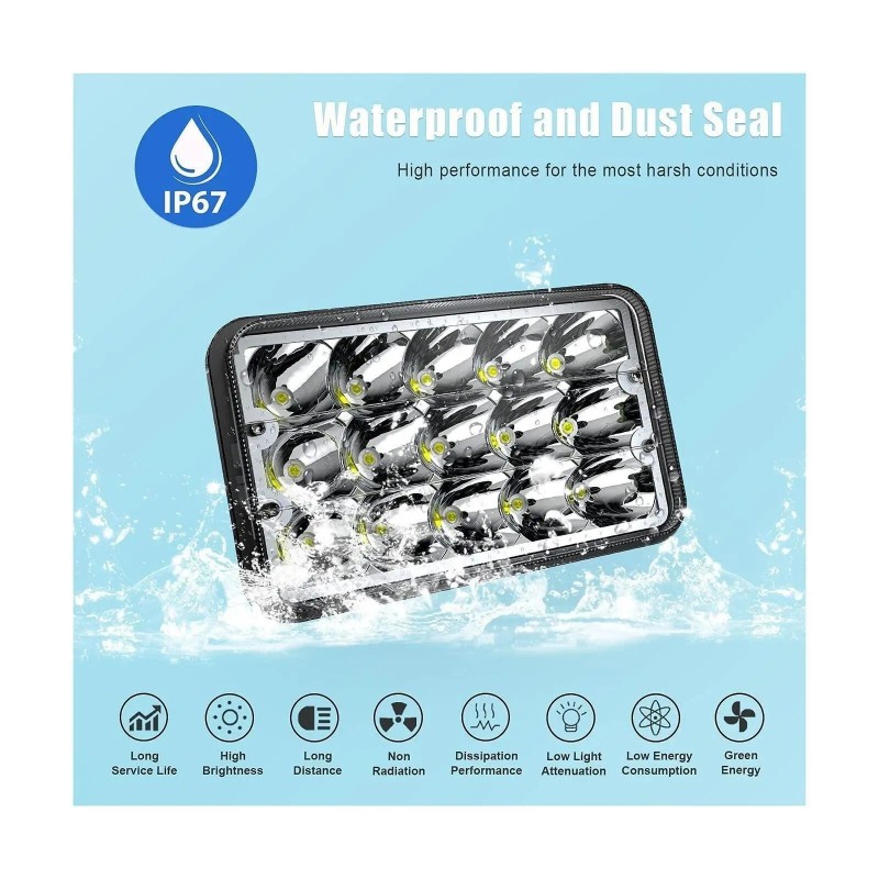 usparts888 4PCS 4"X6" LED Headlights High-Lo Beam DRL fit Chevy