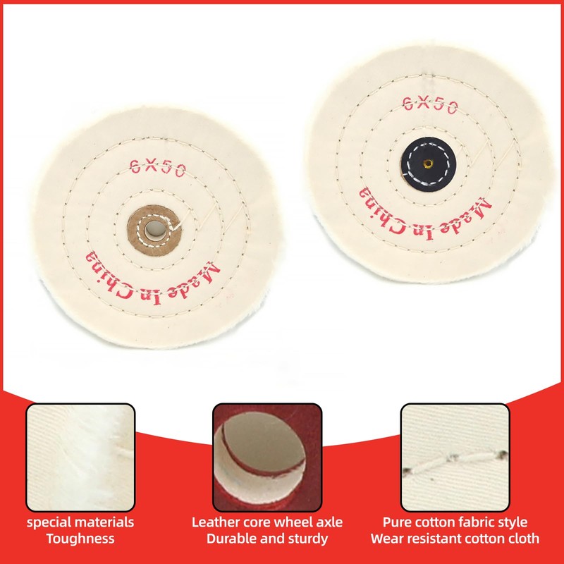 Wjelet 2Pcs 6 Inch Professional Buffing Polishing Wheels for Bench