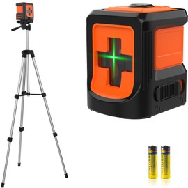 Laser Level with Tripod, LP LEIPOR Green Cross Line Lazer Leveler Tool for Picture Hanging Construction Floor Tile Wall Home Renovation, Indoor Project, Battery Included