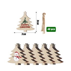 Pack of 40 Christmas Tree Wooden Labels Gift Tags Christmas Wood Miniature Christmas Tree Tags Made of Wood for DIY Christmas Tree Decorations or as Christmas Gift Tags