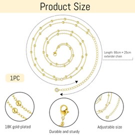 AstraGlam Women's Belly Chains, 18 K Gold-Plated, Adjustable Waist Chain with Metal Links, Lightweight and Durable Body Chain in Various Styles for Any Occasion
