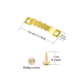 Rustark 120Pcs Golden Stainless Steel Sawtooth Picture Hangers Frame Hanging Hangers Double Hole with Screws for Picture Painting Frame Cross-Stitch