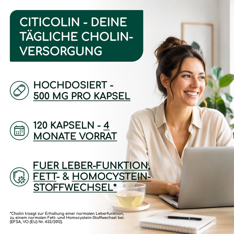 Choline Citicoline Capsules High Dose 500 mg per Capsule -