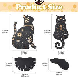 Gythara 2 pcs 2 Styles Black Cat Theme Wooden Display Shelf Gothic Animal Floating Shelves with Hanging Hooks for DIY Hanging Art Craft Home Storage Room Wall Ornaments