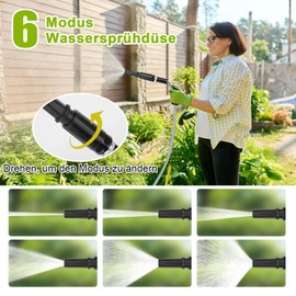 15 m Stainless Steel Hose - 3/4 Inch Connection with 6-Way and 8-Way Shower Heads, Flexible Garden Hose for Outdoor Use, Puncture Resistant