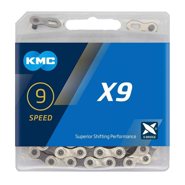 KMC X9 9 Speed Chain, Silver/Grey, 122 Link