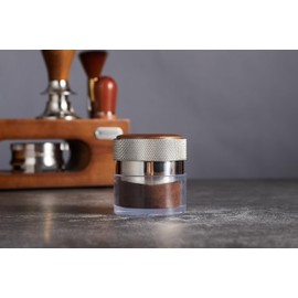 Teyearlife 54mm distributor called Adjustable Depth espresso leveler Compatible with Breville Machine Accessories The coffee leveler Made of Stainless Steel and Walnut wood