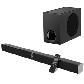 MZEIBO Sound Bar with Subwoofer, 120W Soundbar for Smart TV Bluetooth 5.0 Home Theater, Deep Bass Audio System with BT/ARC/Optical/AUX Connection for TV PC (31 Inch)