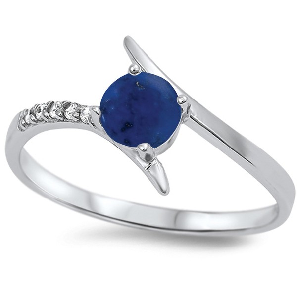 925 Sterling Silver Faceted Natural Genuine Blue Tanzanite Round Ring