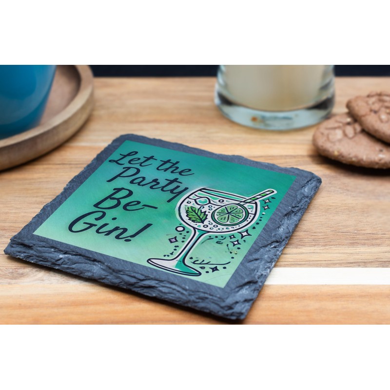 Let the Party Be-Gin! Slate Coaster – Fun Cocktail Design