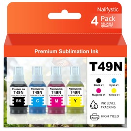Nalifystic T49N1 T49N2 T49N3 T49N4 Premium Sublimation Compatible Color Bulk Water Based Bottle Refill Ink for SureColor SC-F100 SC-F160 SC-F500 SC-F501‎ SC-F560 SC-F150 SC-F550 Printer