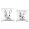 Drawing White Monocle Rabbit Eye Throw Pillow