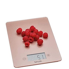 Taylor Pro Glass Digital Kitchen Scale, Compact Food Scale, Highly Accurate Digital Food Scale, Weights 5kg, Rose Gold, Gift Boxed