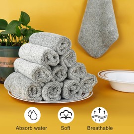 Tinabless Paños de Limpieza de Microfibra,12Pcs(24.5 x 24.5cm) Trapos de Microfibra,Súper Absorbente,Lavable y Reutilizable,Microfibras para Abrillantador de Coches/Ventana/Cocina/Vidrio（Gris）