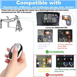 Garage Door Opener Remote, for LiftMaster Chamberlain Craftsman Garage Door Opener Remote 371LM 373LM 971LM 973LM 950CD 956D 139. 53681 HBW1255, Purple Red Orange Learn Button Garage Door Remote
