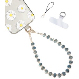 Hidden Hollow Beads Cell phone charm Wrist strap tether tab wristlet anti-drop hands free fits most cases and accessories (Blue)