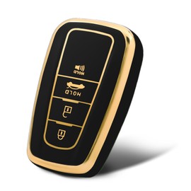 WORCAS Soft TPU Key Fob Cover Case Compatible with Toyota 2018-2022 Camry RAV4 Highlander Avalon C-HR Prius Corolla GT86 Smart Key -2 3 4 Button(Black)