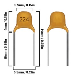 ALLECIN 220nF 0.22uF 224 Ceramic Capacitors 220nF 0.22uF-224 Multilayer Monolithic Capacitor (Pack of 100Pcs)