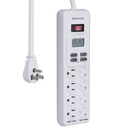 DEWENWILS Power Strip with Timer, Indoor Outlet Bearded Dragon Tank Accessory, Turtle Grow Light, Aquarium, 6 ft SJT Cord, 8 Grounded Outlets 4 Timed Control, 15A UL Listed