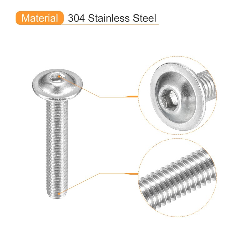 sourcing map Flanged Button Head Socket Cap Screws, 100 Pcs