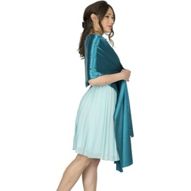 BlackButterfly Satin Shawl Bridesmaid Wedding Wrap Scarf (Teal Blue)