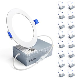 Ensenior 16 Pack 4 Inch LED Recessed Ceiling Light, Dimmable, 3500K Neutral White, 750LM 9W 120V, High Brightness Canless Wafer Downlight - ETL&FCC&IC