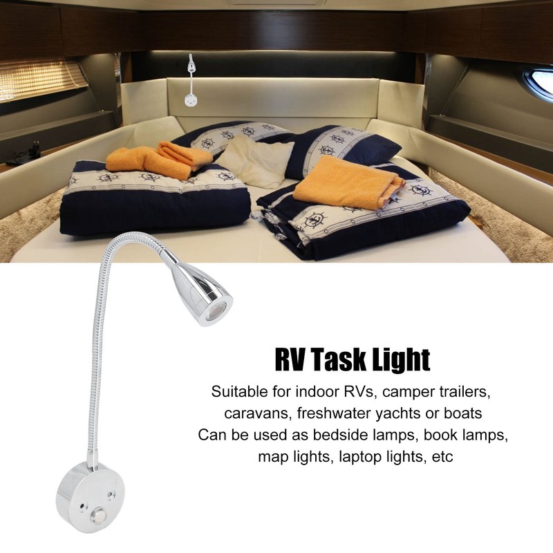 RV Interior Reading Lights Bedside Reading Lamp 10‑30v Dimmable Adjustable