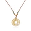 COAI Women's Citrine Donut Pendant Necklace with Khaki Chain for