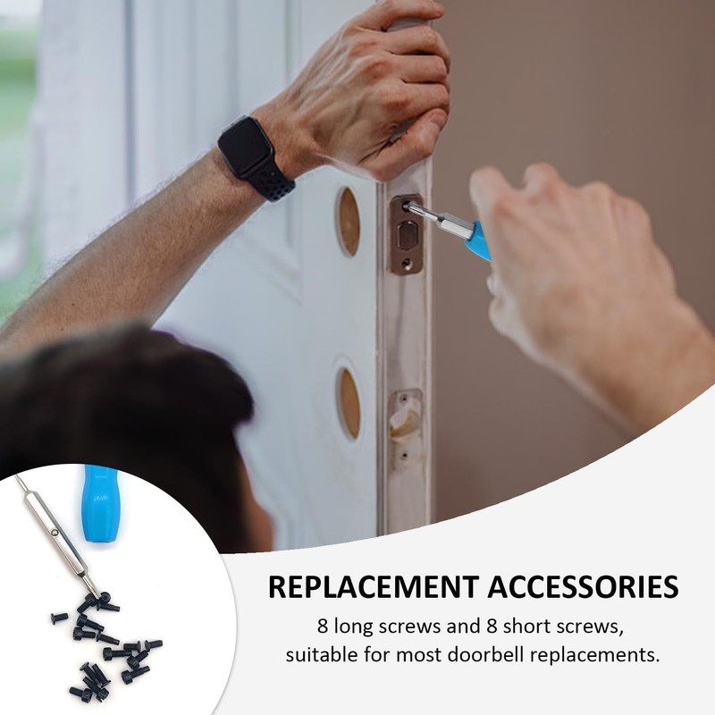 3-Piece Ring Screwdriver with 16 Screws, Replacement Ring Screwdriver, Doorbell