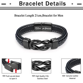 YADOCA Mens Bracelet to My Man, Leather Bracelet Gift for Him Love You Forever Mens Husband Boyfriend Couple Valentines Day Birthday Gift