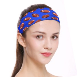 Vovii Women's Football Print Wide Headband Sporty Teal Elastic Athletic Hair Band Sweat Wicking Head Wrap for Running Training Gym Workouts and Game Day