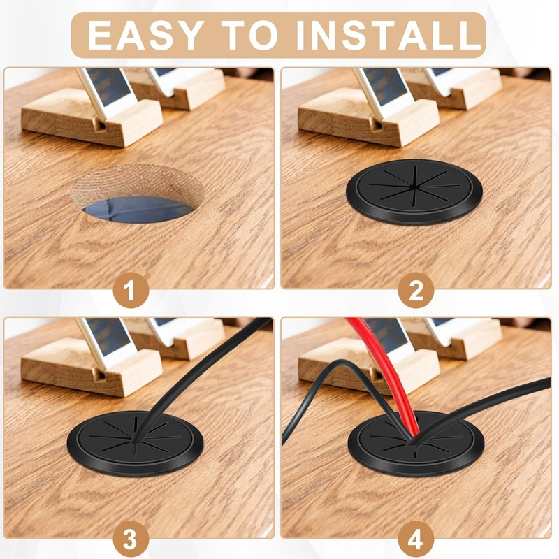 4 x 60 mm diameter plastic flexible cable grommets, cable