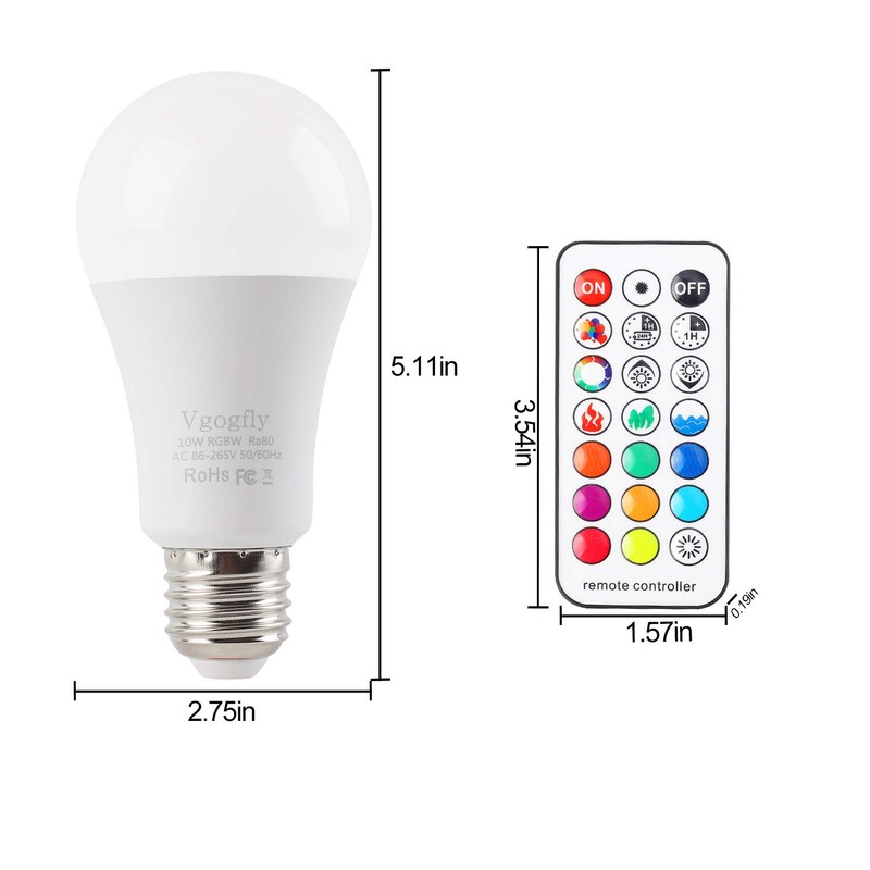 Vgogfly RGB Led Light Bulbs 10W Color Changing Light Bulb