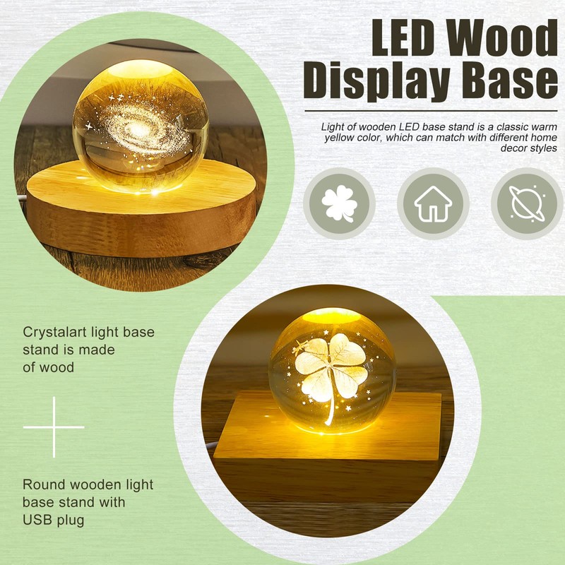 Honoson 8 Pcs Wooden LED Display Base Lighted Base for