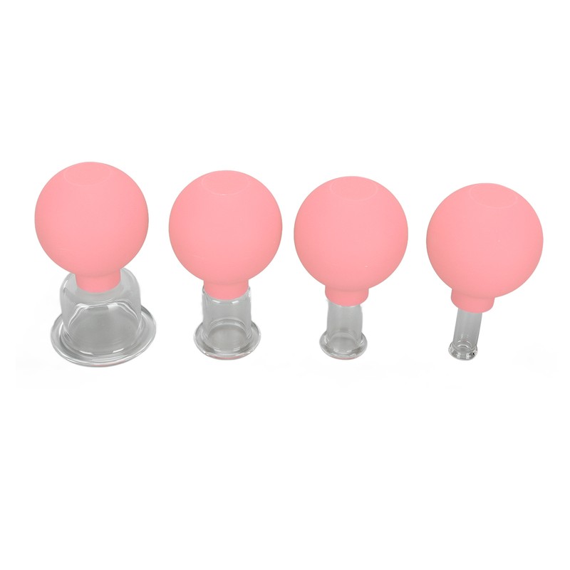 4pcs Glass Face Cupping Set Silicone Lymphatic Drainage Skin Lifting