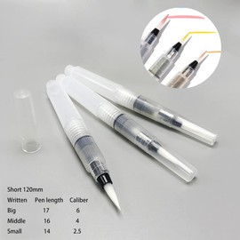 Water Tank Brushes with Tank, Watercolour Water Brush Pens, Water Brush Pen, Water Brush Pen, with Water Tank Flat Brush, Water Brushes, for Calligraphy, Drawing, Painting, 6 Pieces