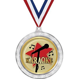 Karaoke Medal, 2 1/2" Silver Glitter Karaoke Singing Medals, Great Singing Awards 20 Pack Prime