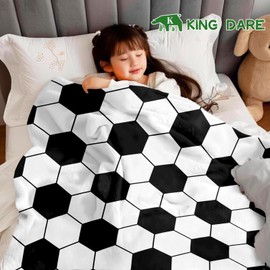 KING DARE Soccer Blanket, Soccer Gifts for Boys Girls 6-8-12, Unique Soccer Stuff Gifts for Soccer Lover, Soft Fleece Soccer Throw Blankets for Kids 50x60 Inch
