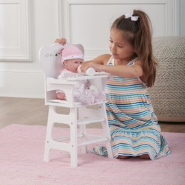 Badger Basket Toy Doll High Chair with Padded Seat for 18 inch Dolls - White Rose