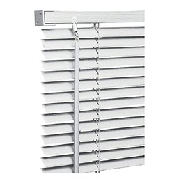 White Colour - PVC Plain window Venetian Blinds - 25mm Slats - 45cm x 150cm Size - Included Open/Close Wand Control Mechanism